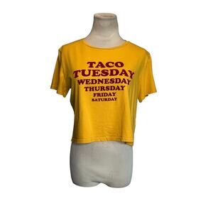 Minkpink yellow mustard Taco Tuesday graphic tee size Small
